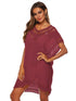 Bohemian Crochet Trim Beach Cover Up Dress Rust One Size - Fashorio