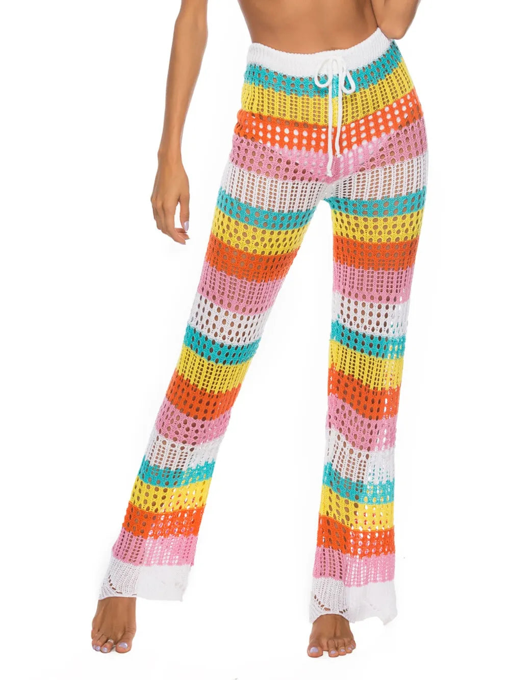 Cutout Contrast High Waist Swim Pants - Fashorio