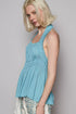 POL Backless Halter Sleeveless Top with Smocking Shirring Detail - Fashorio