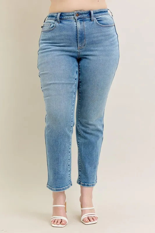 Judy Blue Full Size Hw Vintage Straight Jeans Plus Size - Fashorio