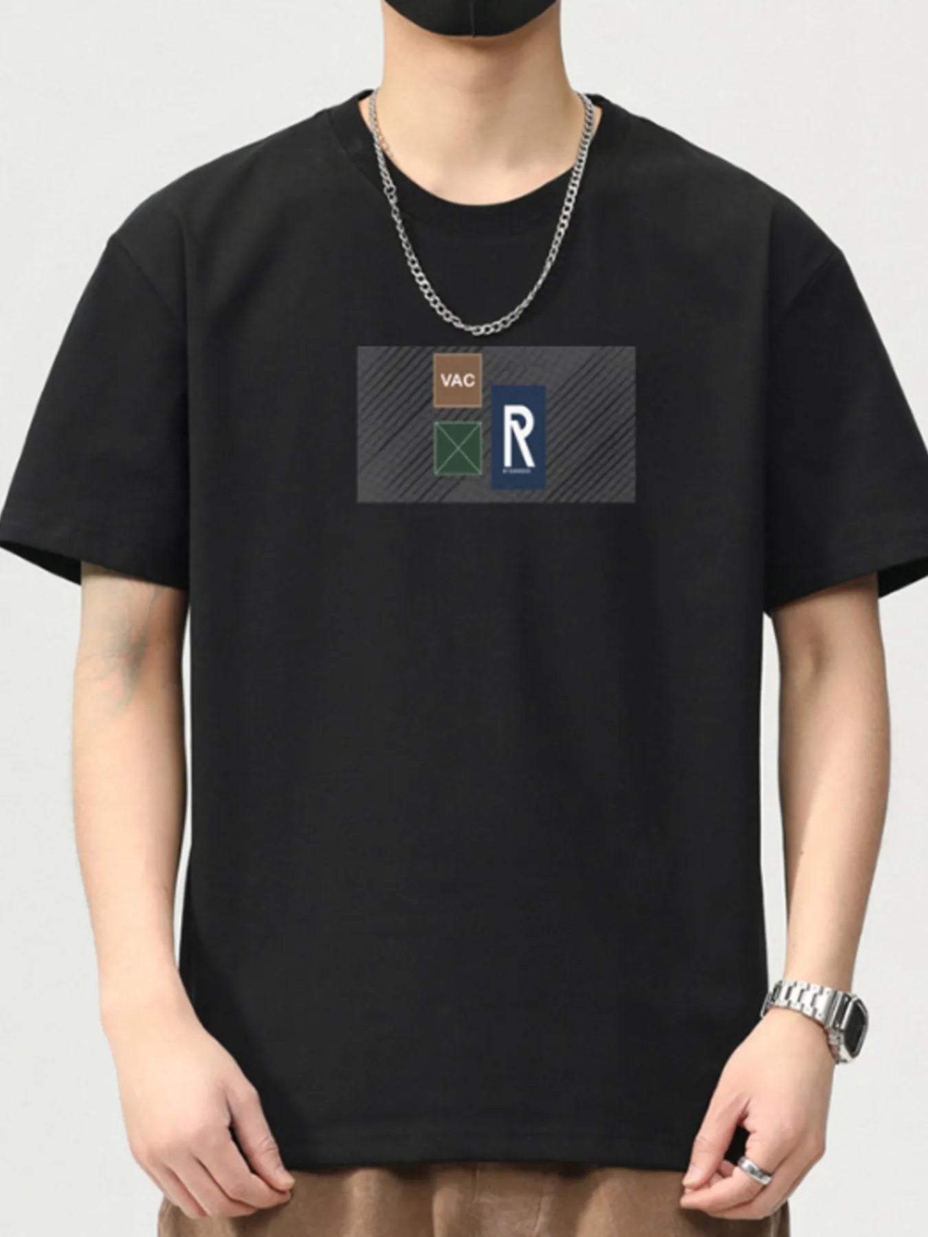 Men's Plus Size Graphic Short Sleeve T-Shirt Black - Fashorio