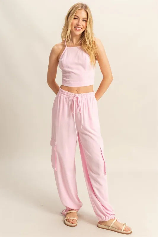 HYFVE Crop Top and Cargo Pants Set - Fashorio