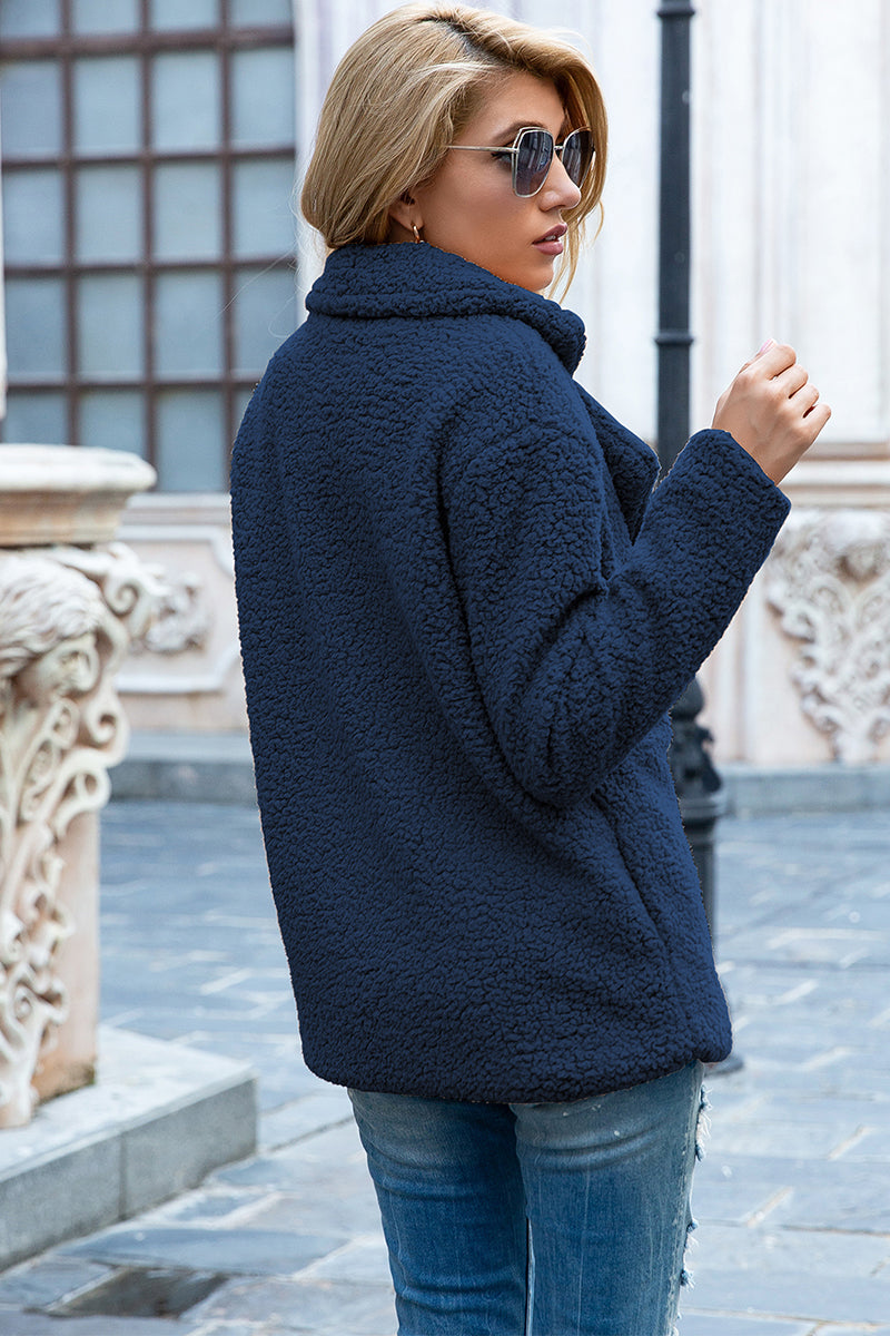 Ivy Lane Full Size Lapel Collar Sherpa Coat - Fashorio