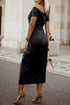 Off-Shoulder Short Sleeve Split Dress - Fashorio