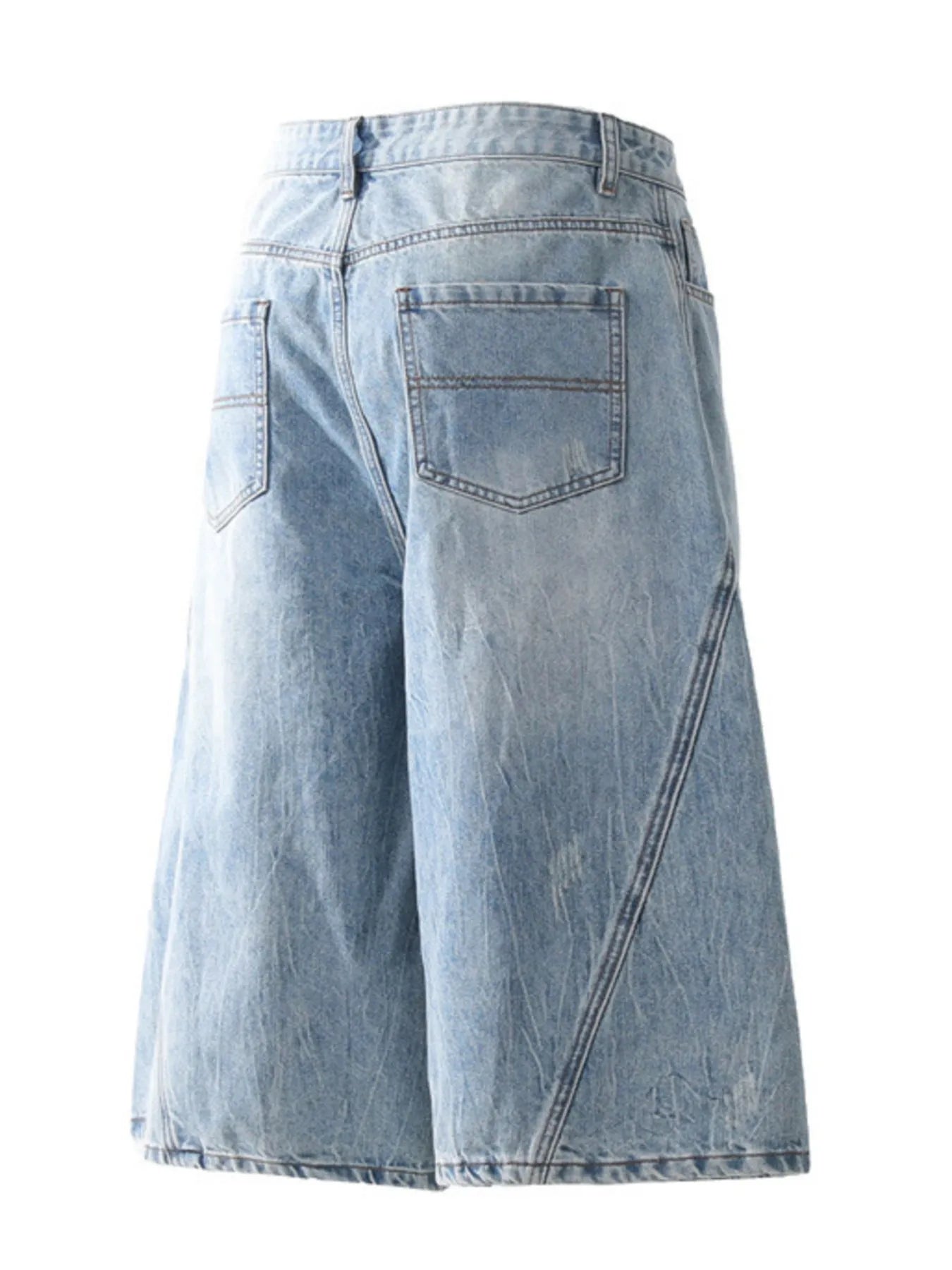 Men's Wide Leg Wash Denim Shorts - Fashorio