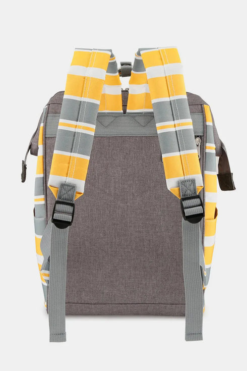 Himawari Striped Waterproof Nylon Backpack Bag with Side Pockets - Fashorio