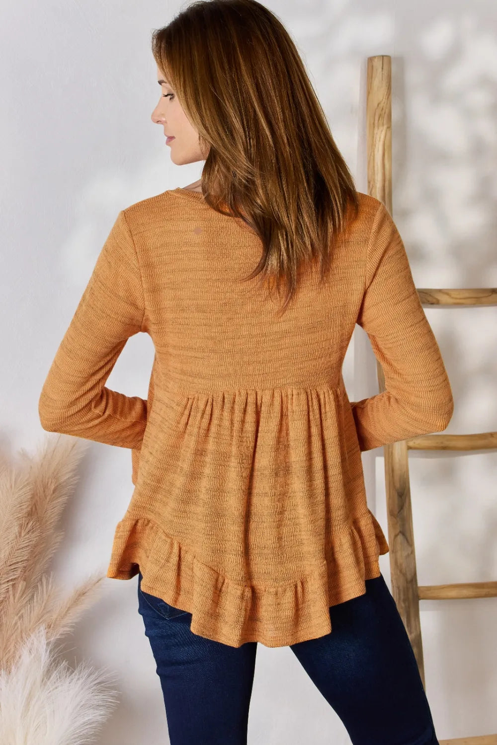 Hailey & Co Full Size V-Neck Flounce Sleeve Blouse - Fashorio