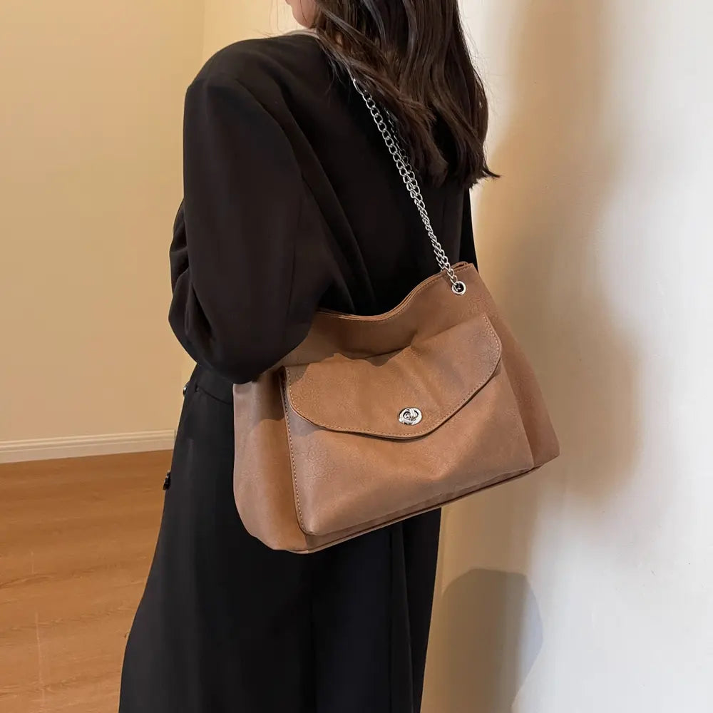 PU Leather Shoulder Bag - Fashorio