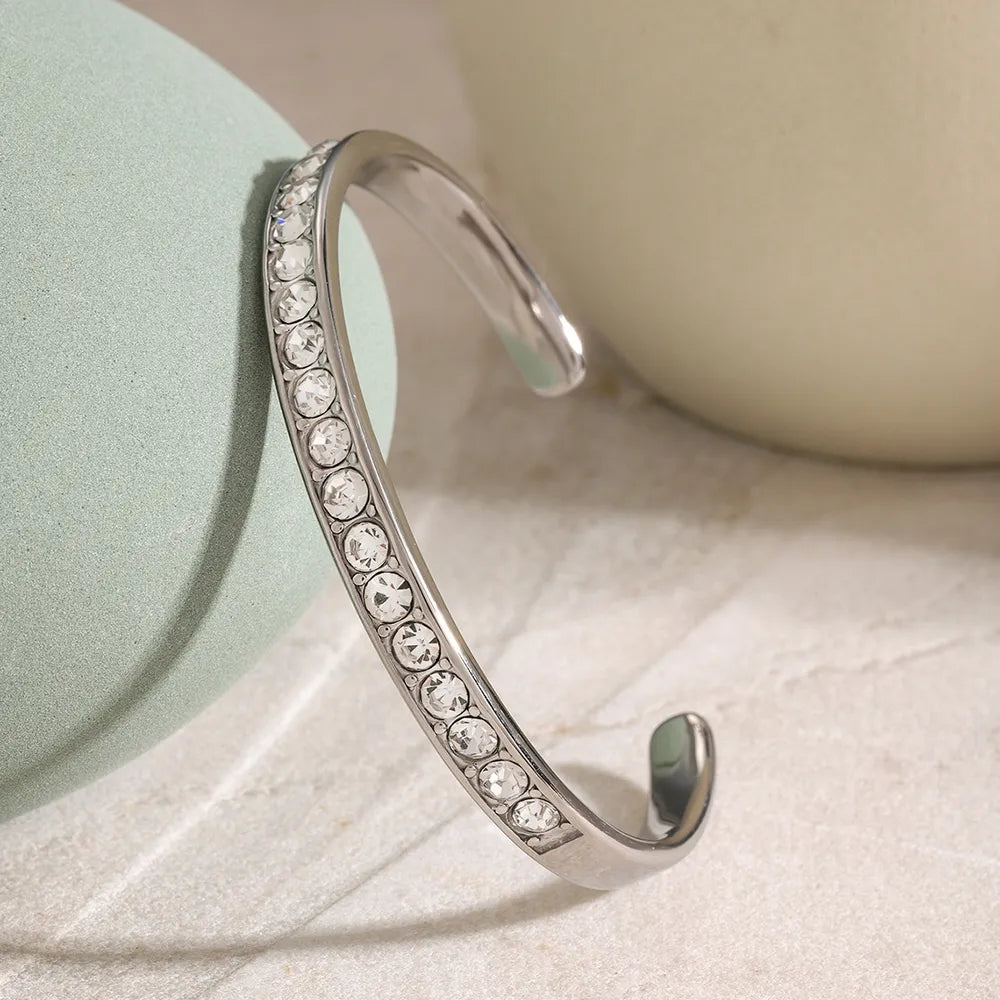 Stainless Steel Inlaid Zircon Bracelet - Fashorio
