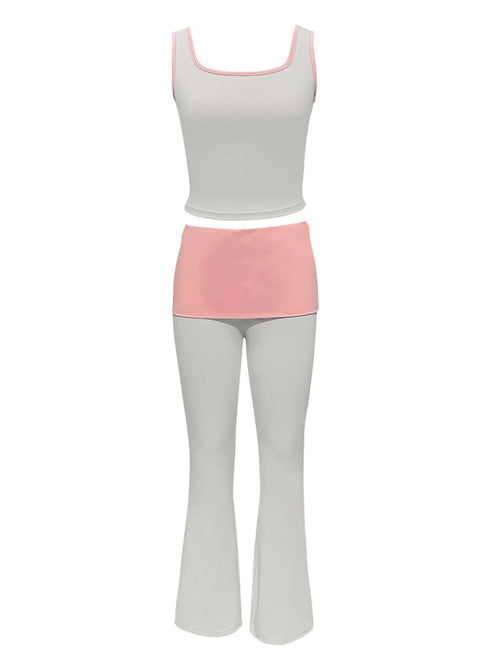 Contrast Trim Tank and Pants Active Set - Fashorio