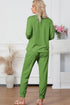 Round Neck Top and Drawstring Pants Lounge Set - Fashorio
