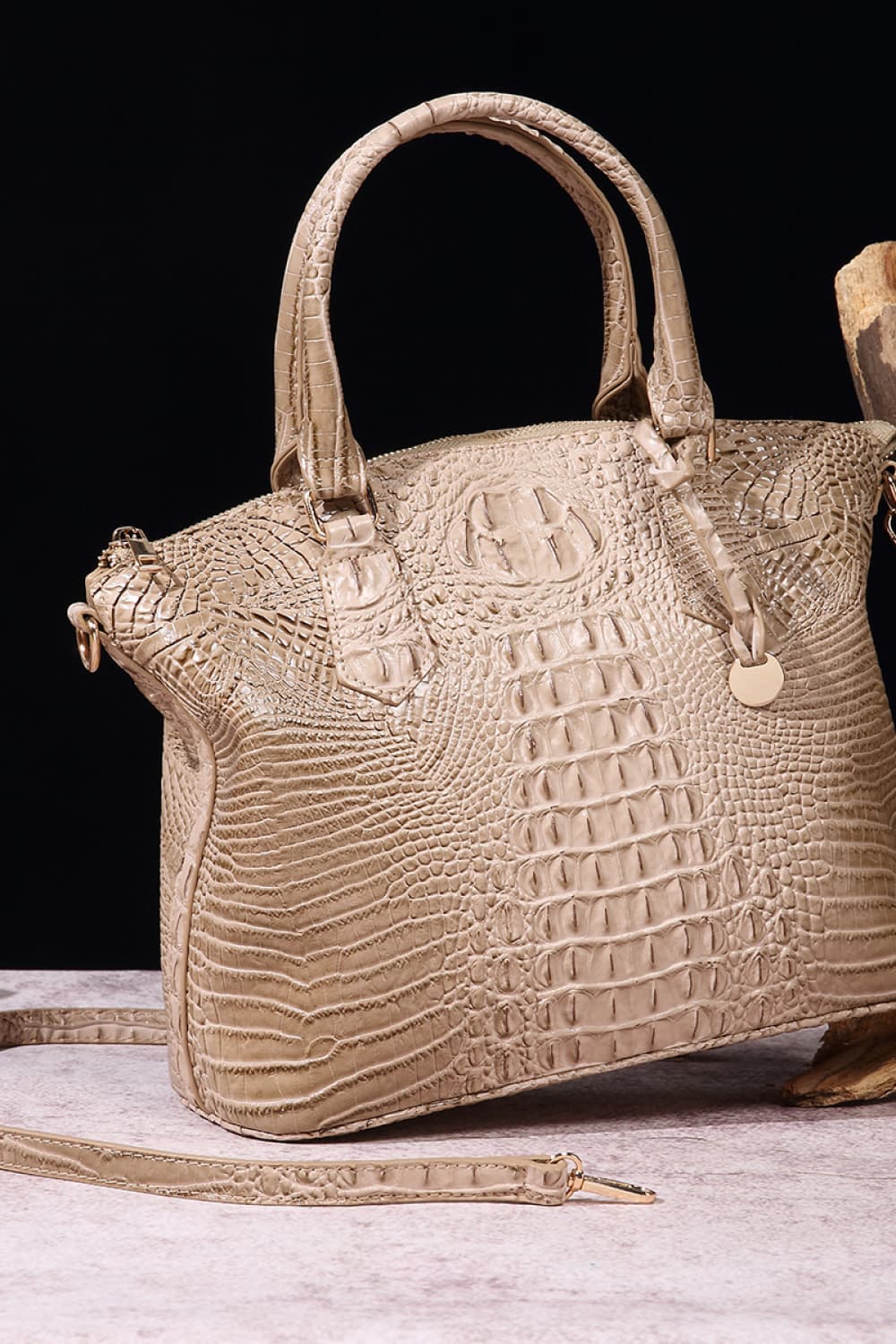 PU Leather Handbag Khaki One Size - Fashorio
