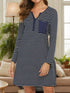 Striped Long Sleeve Lounge Dress - Fashorio
