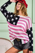 BiBi American Flag Low Gauge Knit Top - Fashorio