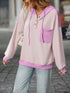 Drawstring Button Detail Long Sleeve Hoodie - Fashorio