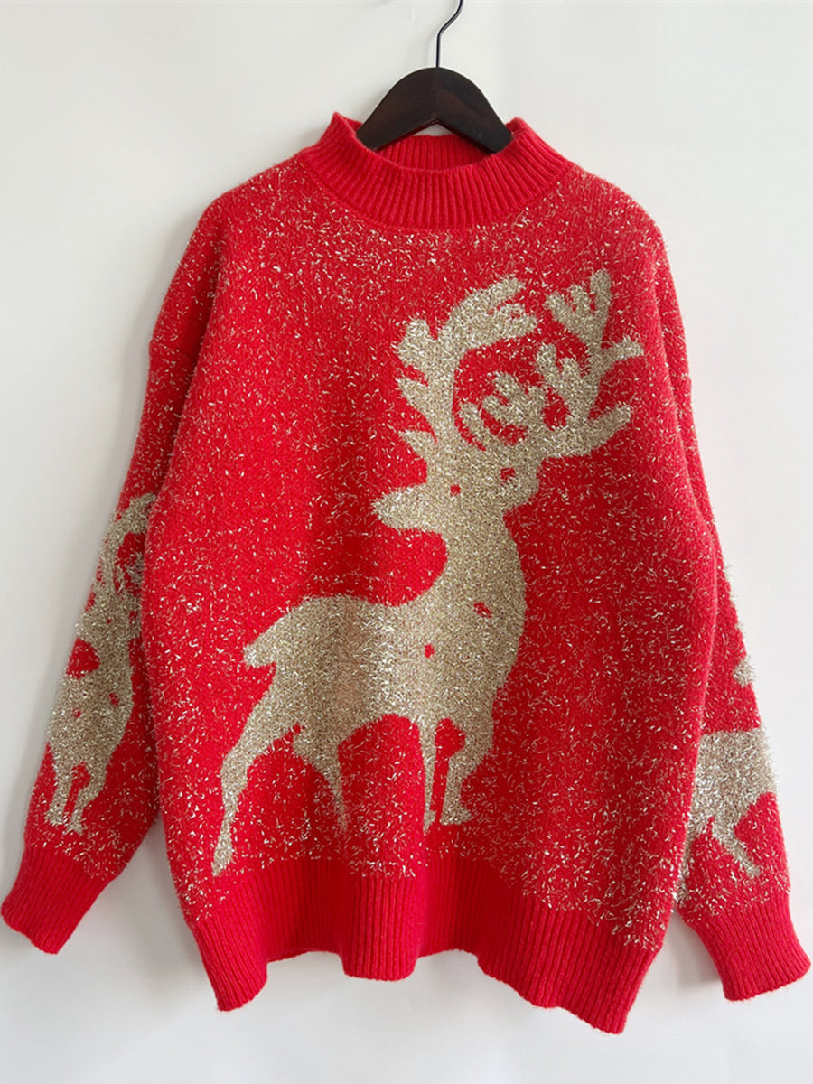 Christmas Element Round Neck Sweater - Fashorio