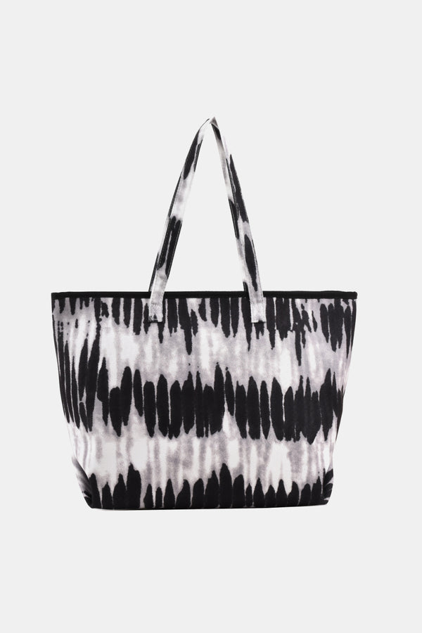 Printed PU Leather Tote Bag Black One Size - Fashorio