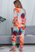 Shiny Tie-Dye Crewneck Top and Drawstring Waist Joggers Lounge Set - Fashorio