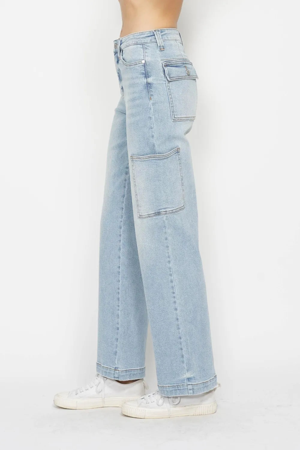 Judy Blue Full Size High Waist Straight Cargo Jeans - Fashorio