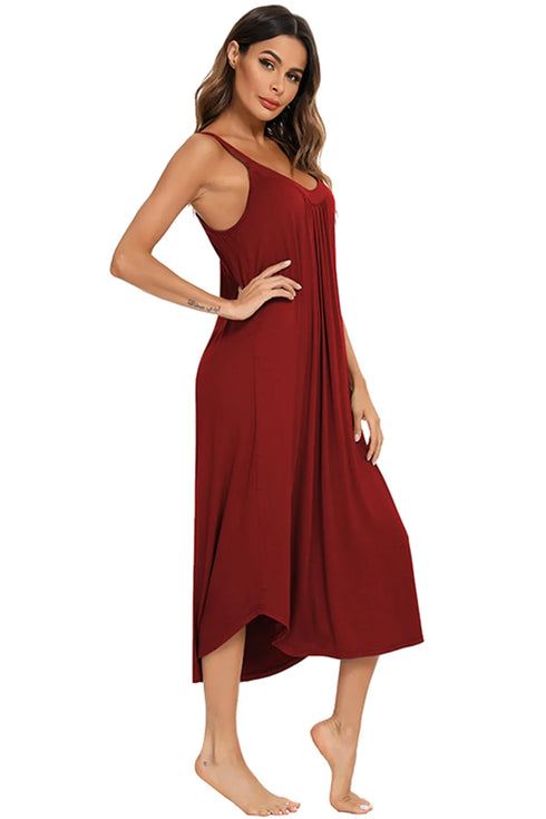 V-Neck Midi Lounge Dress - Fashorio