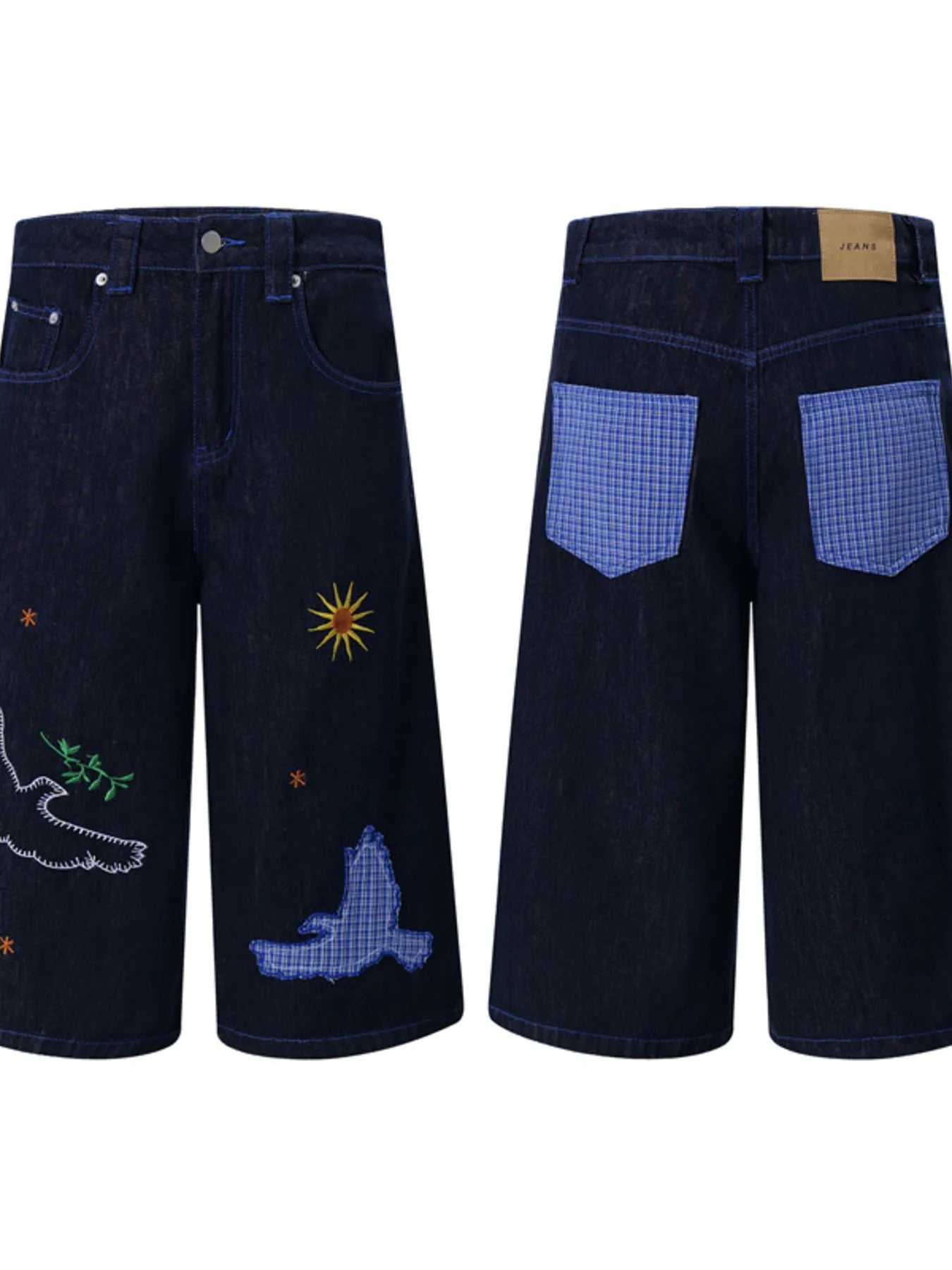 Men's Embroidered Wash Denim Shorts - Fashorio