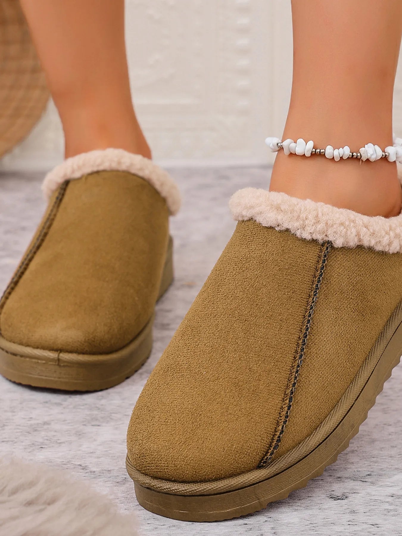 Cozy Faux Fur Lined Slippers Brown - Fashorio