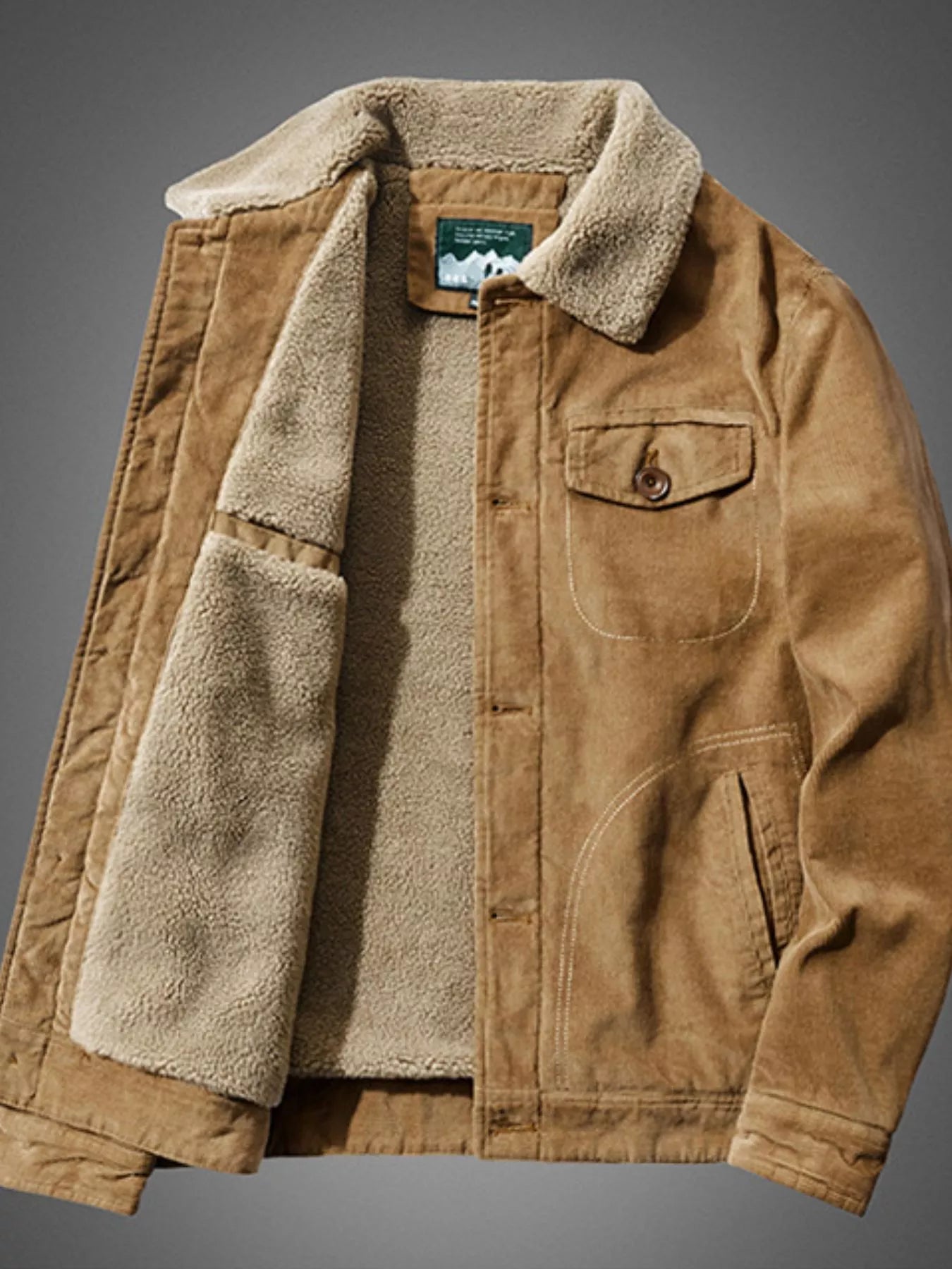 Men's Plus Size Sherpa Corduroy Button Up Jacket - Fashorio