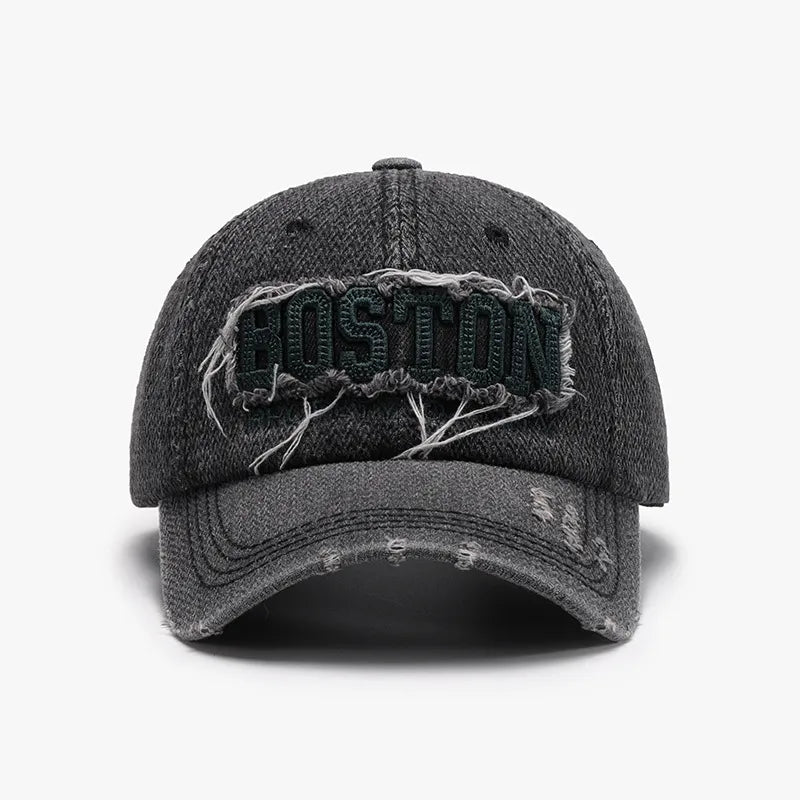 Letter Adjustable Cotton Baseball Cap Dark Gray One Size - Fashorio