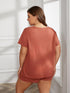 Plus Size Round Neck Short Sleeve Two-Piece Loungewear Set - Fashorio