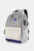 Himawari Contrast Waterproof Backpack Bag with External USB Port Grey Ivory One Size - Fashorio
