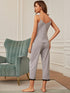 V-Neck Lace Trim Slit Cami and Pants Pajama Set - Fashorio