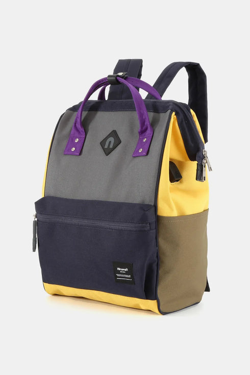 Himawari Contrast Waterproof Backpack Bag with External USB Port Charcoal Navy One Size - Fashorio