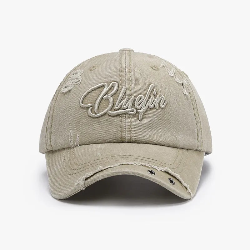 Embroidered Letter Cotton Baseball Cap Khaki One Size - Fashorio