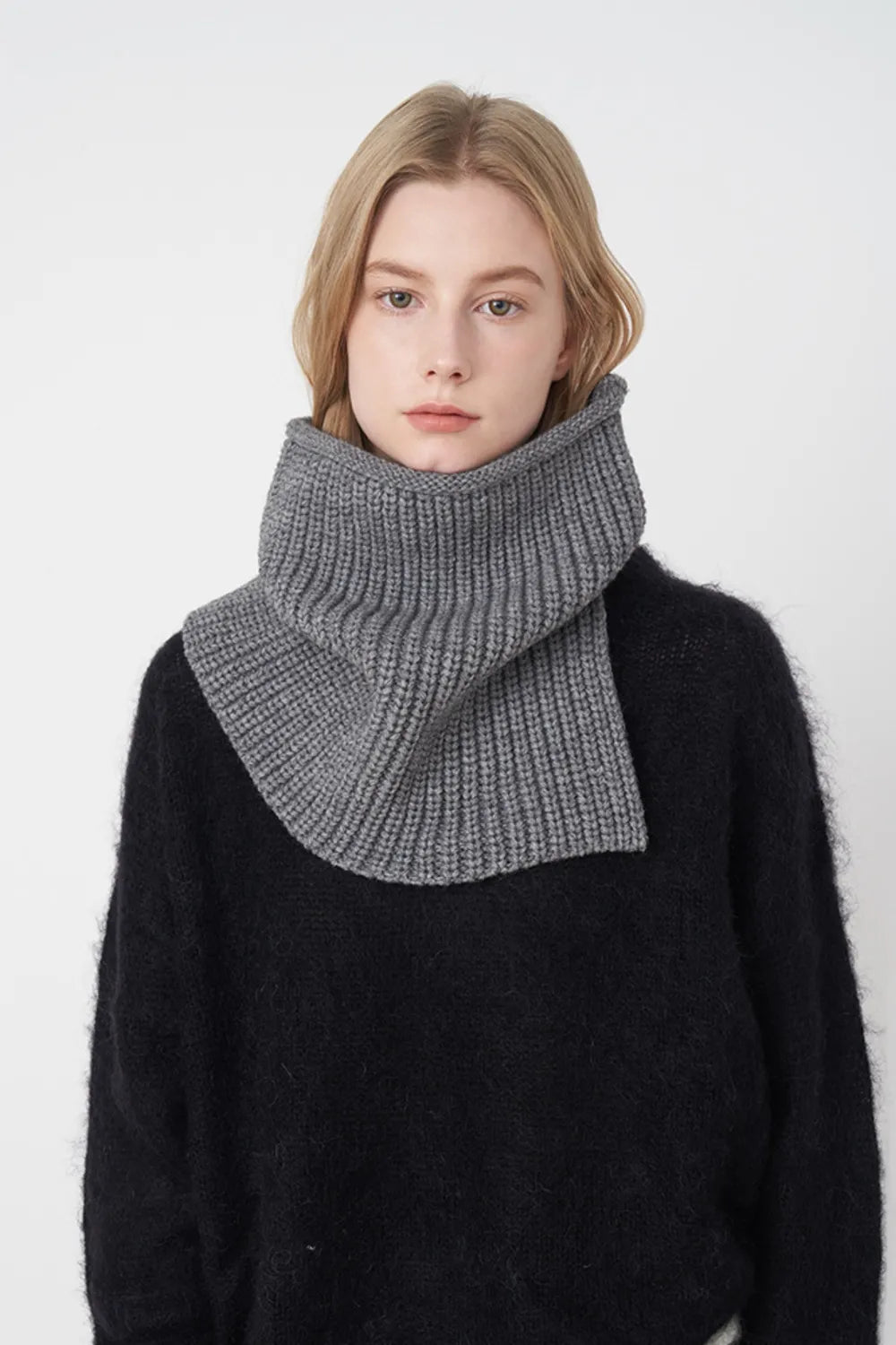 Slit Pullover Knit Scarf - Fashorio