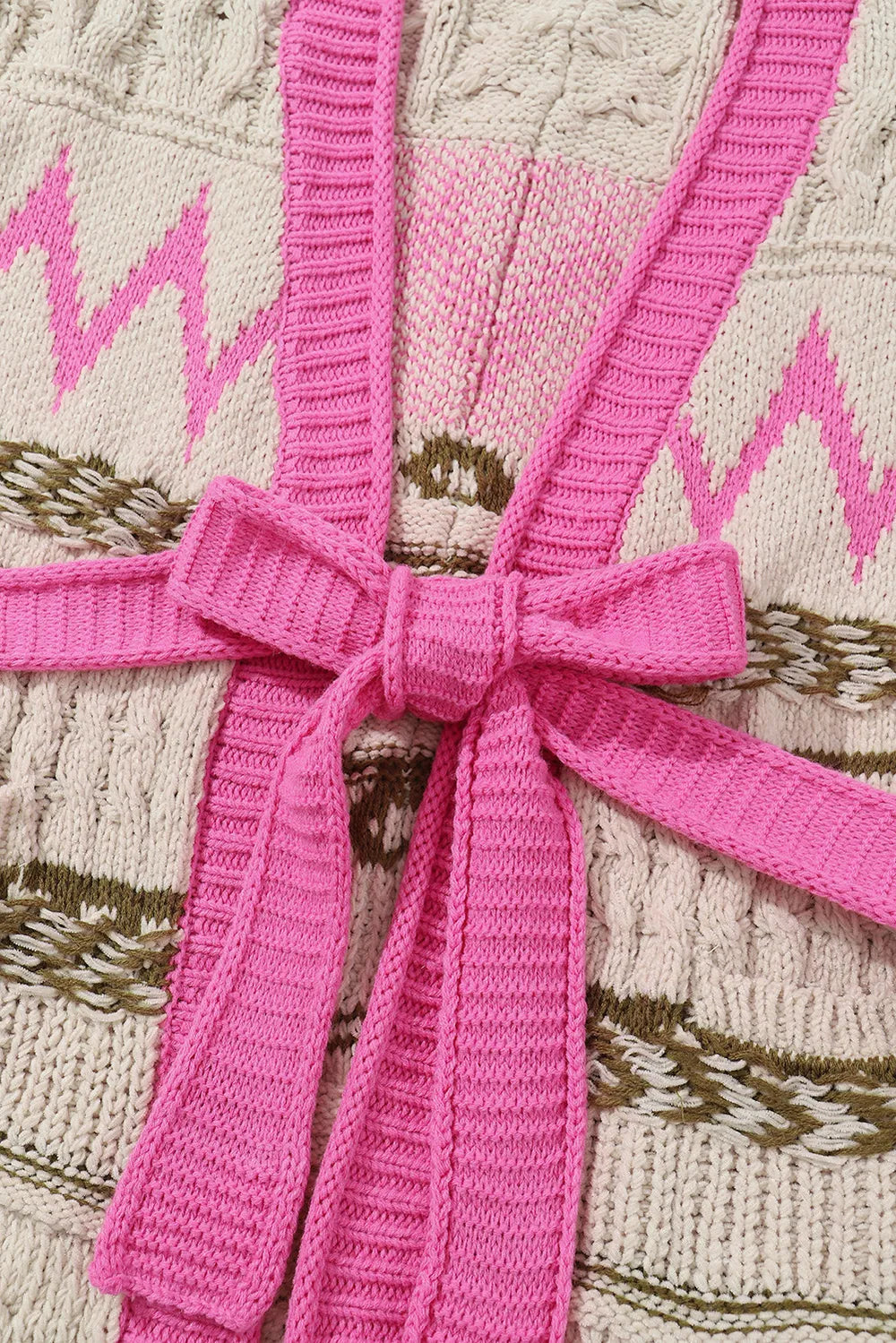 Contrast Tied Open Front Cardigan - Fashorio
