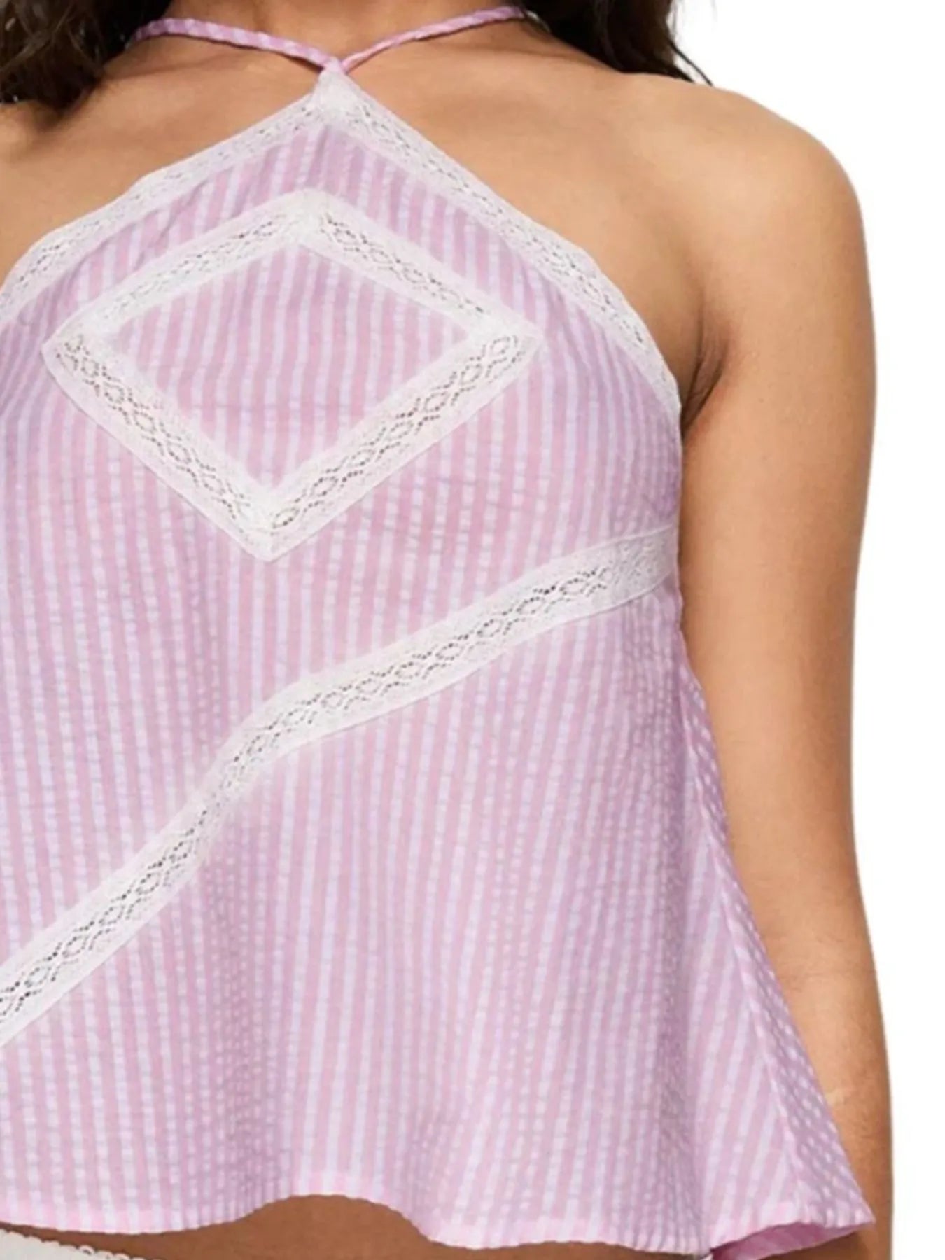 Striped Halter Neck Cami - Fashorio