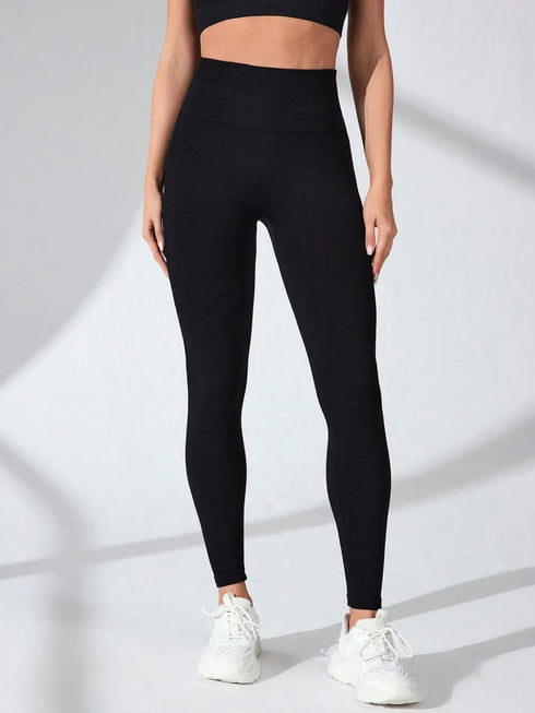 High Waist Active Leggings Black - Fashorio