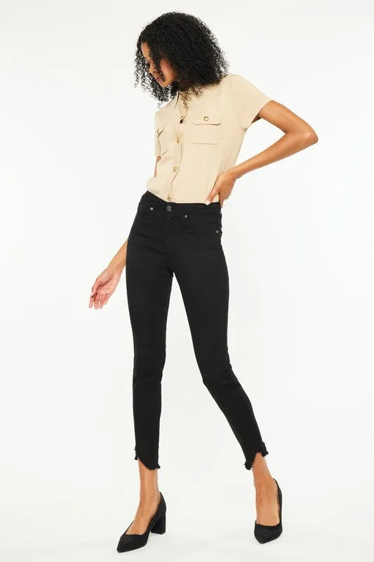 Kancan High Rise Frayed Hem Skinny Jeans - Fashorio