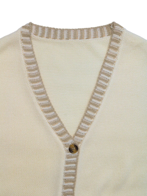 Button Up V-Neck Sweater Vest - Fashorio