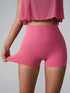 High Waist Active Shorts Deep Pink - Fashorio