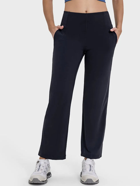 Millennia Pocketed High Waist Active Pants Black - Fashorio