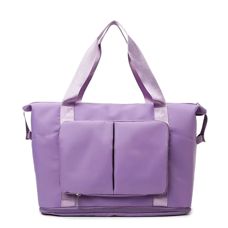 Oxford Cloth Multi Pocket Travel Bag Lilac One Size - Fashorio
