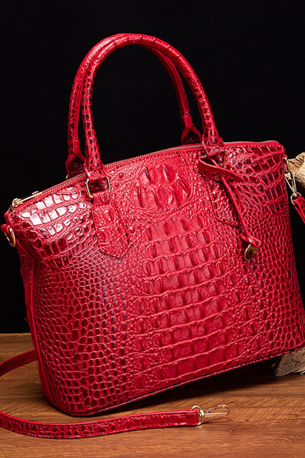 PU Leather Handbag Deep Red One Size - Fashorio