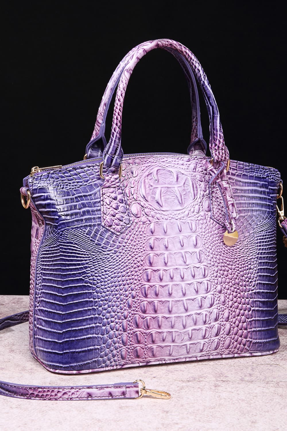 Gradient PU Leather Handbag Electric Purple One Size - Fashorio