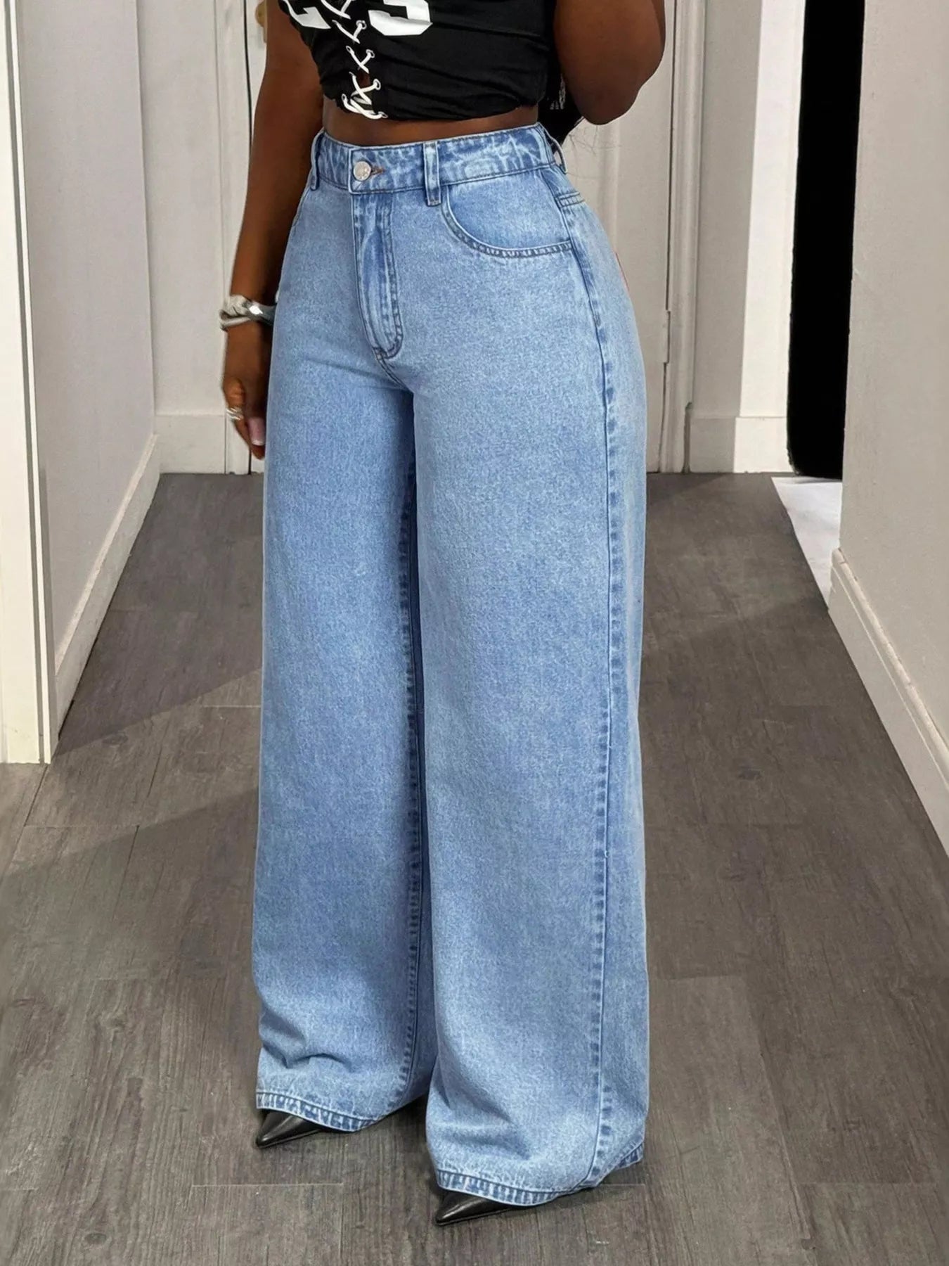 GOOD LUCK Wide Leg Jeans - Fashorio