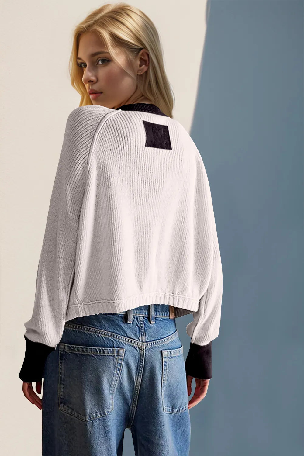Double Take Contrast Button Up Long Sleeve Cardigan - Fashorio