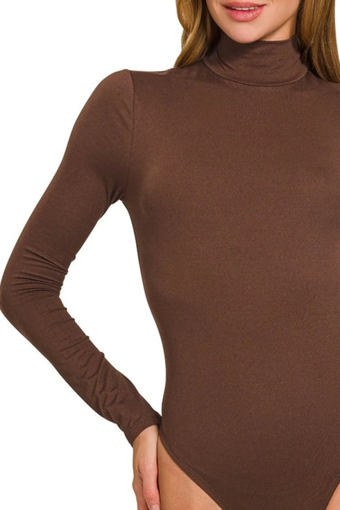 Zenana Mock Neck Long Sleeve Bodysuit - Fashorio