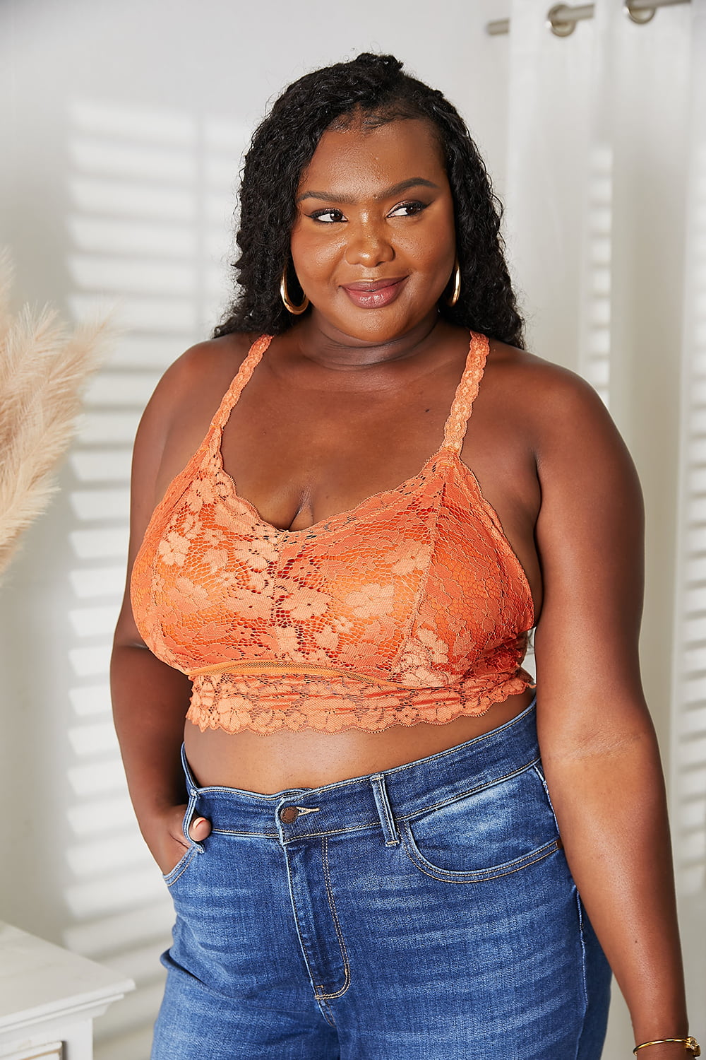JadyK Juliette Full Size Crisscross Lace Bralette - Fashorio