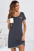 Contrast Trim Pocketed Round Neck Lounge Dress Dark Gray - Fashorio