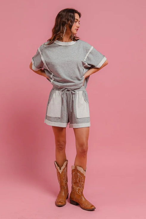 BiBi French Terry Knit Shorts with Side Pocket - Fashorio